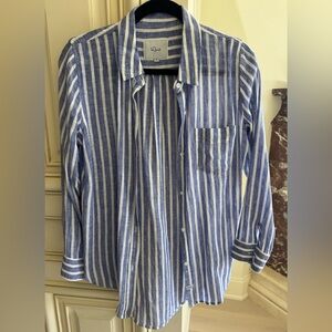 Rails white and blue striped women’s Shirt linen blend